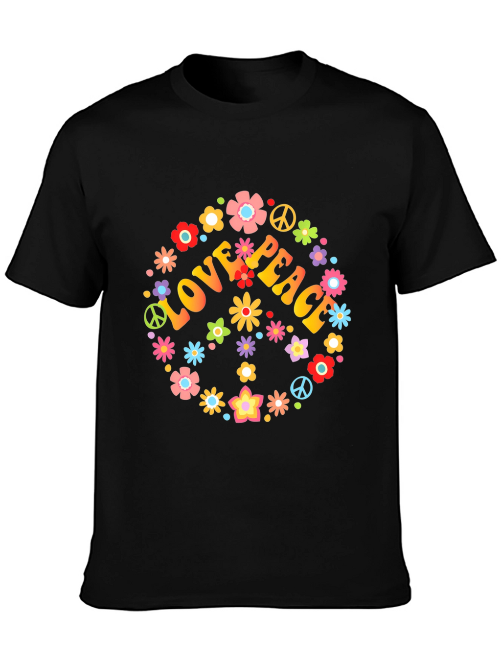 Love & Peace Floral T-Shirt - Retro Style