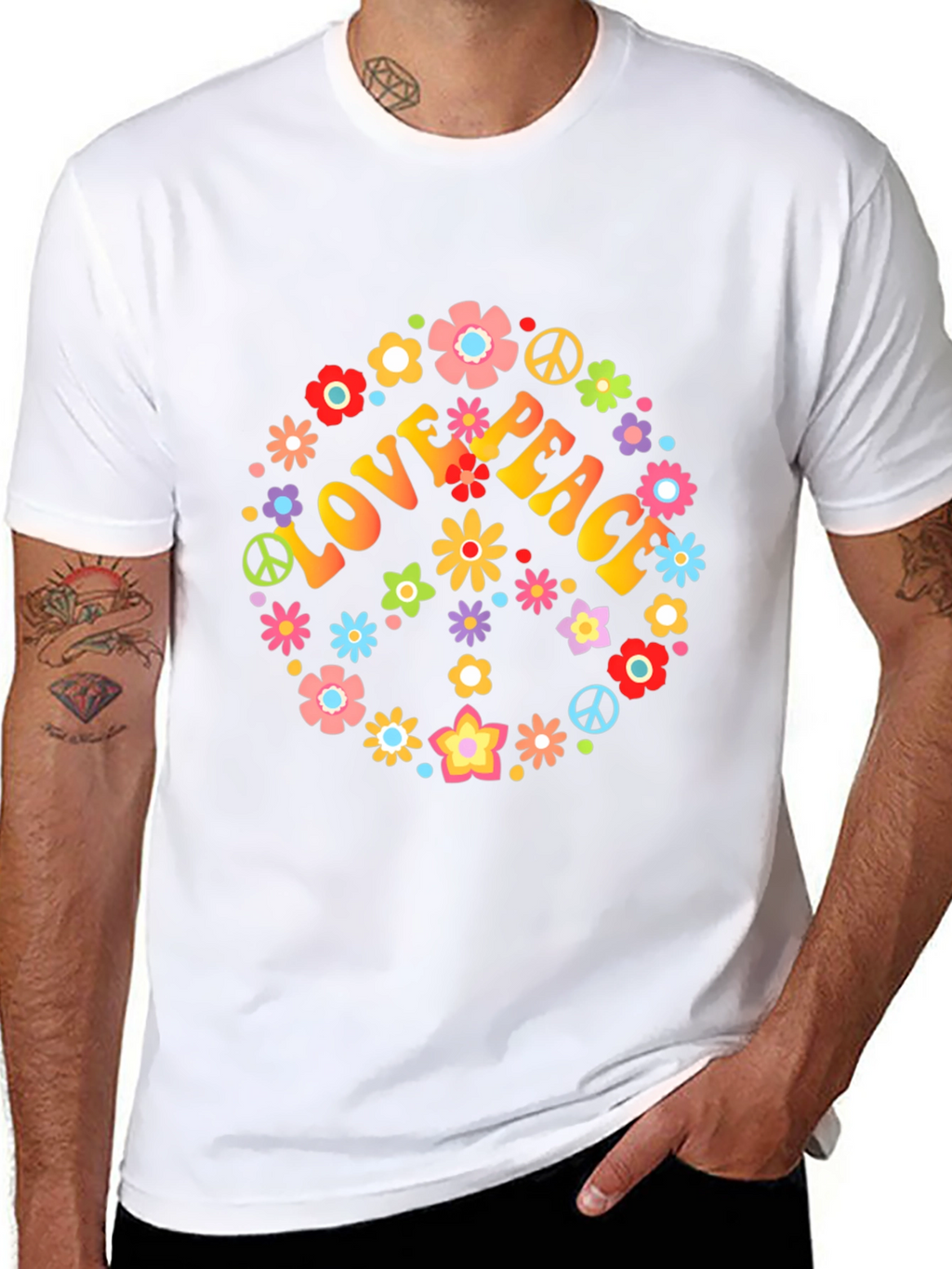 Love & Peace Floral T-Shirt - Retro Style