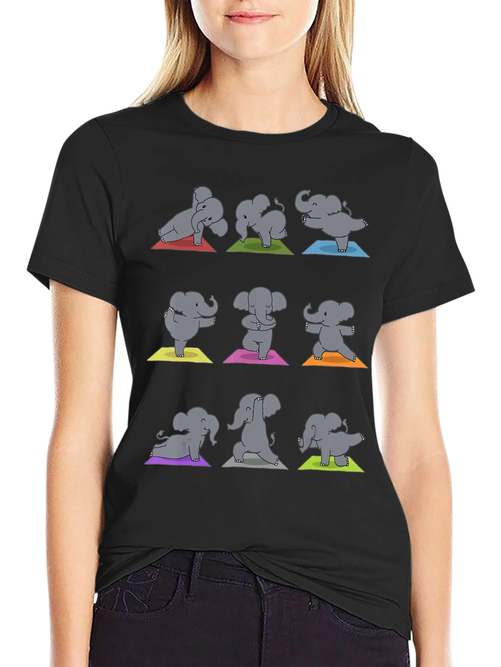 Elephant Yoga Black Graphic Tee