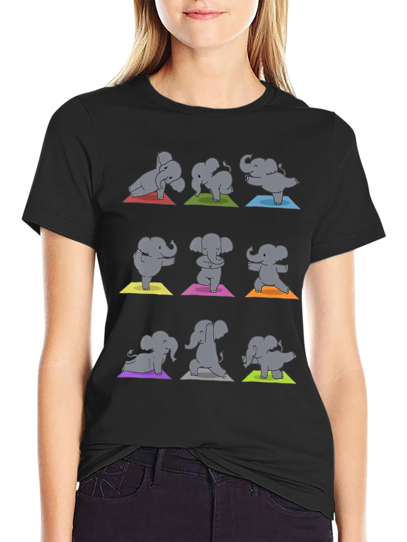Elephant Yoga Black Graphic Tee