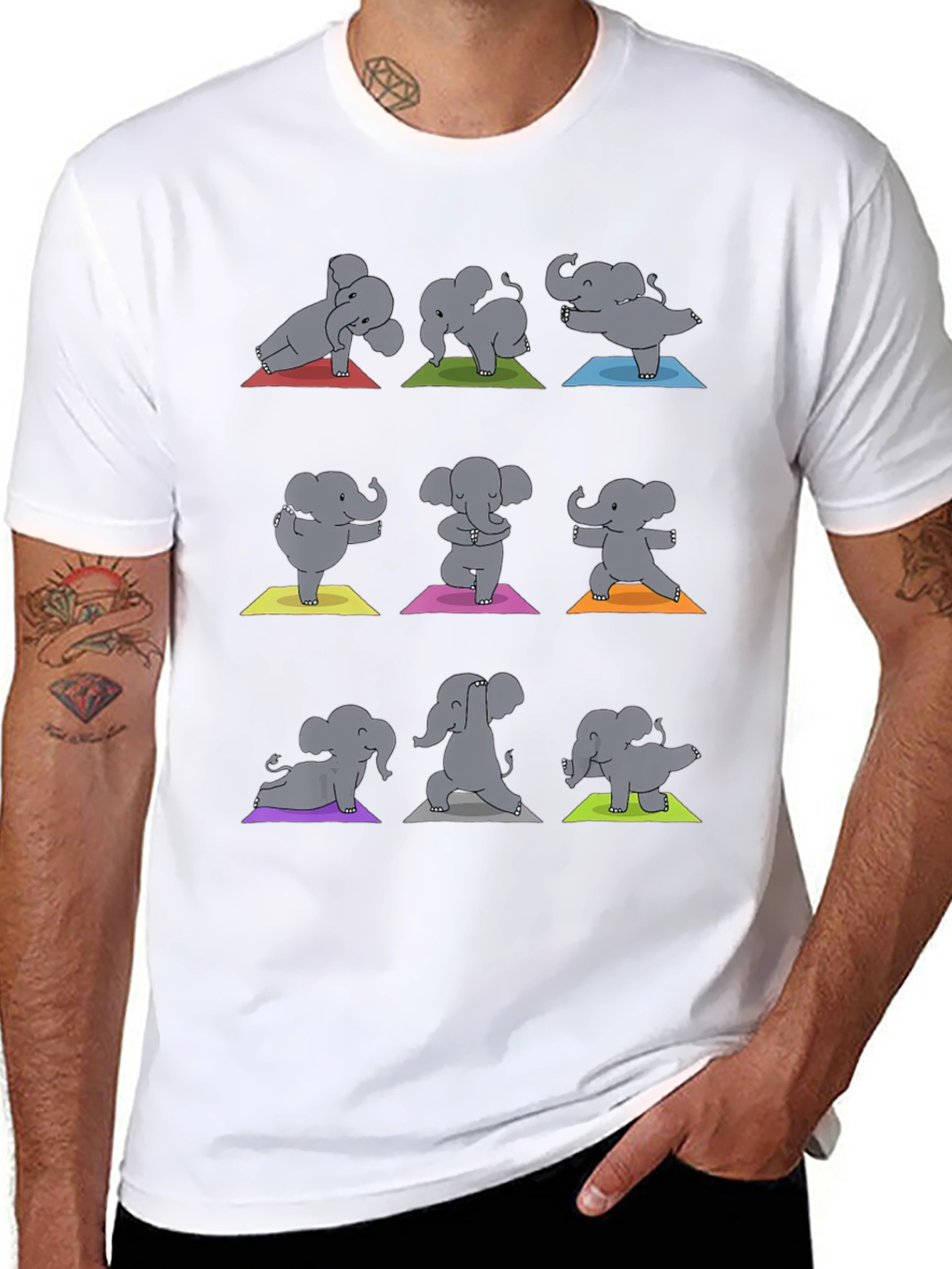 Elephant Yoga Black Graphic Tee