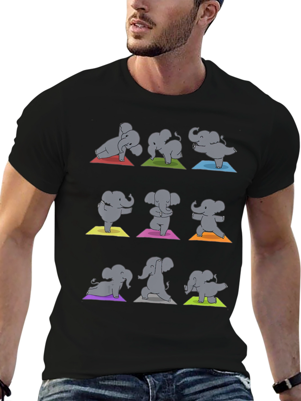 Elephant Yoga Black Graphic Tee