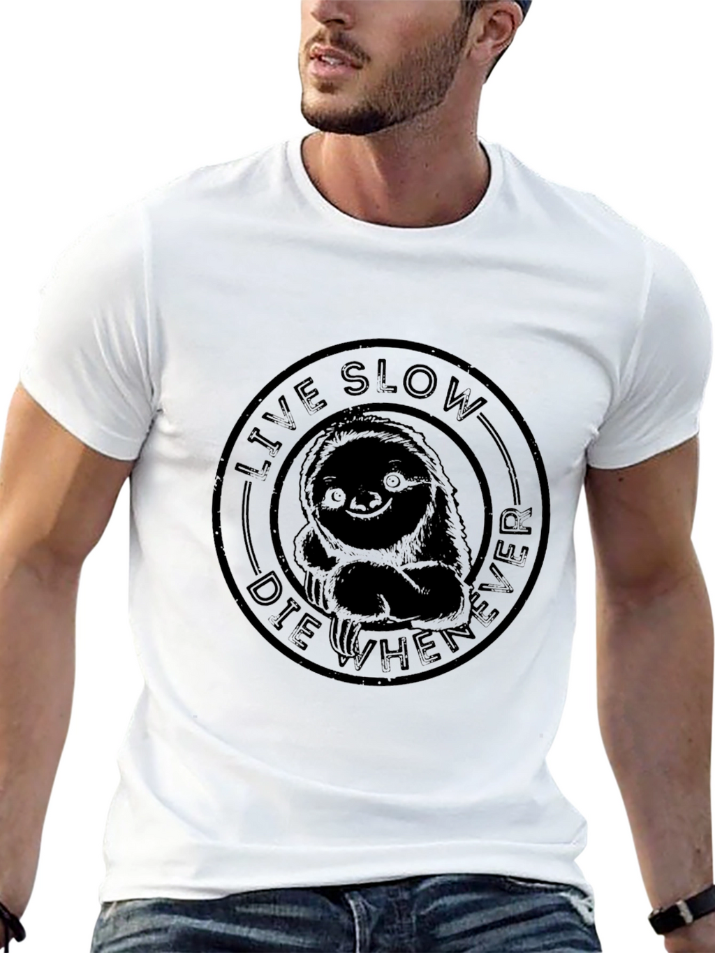 Live Slow Die Whenever Sloth Graphic T-Shirt