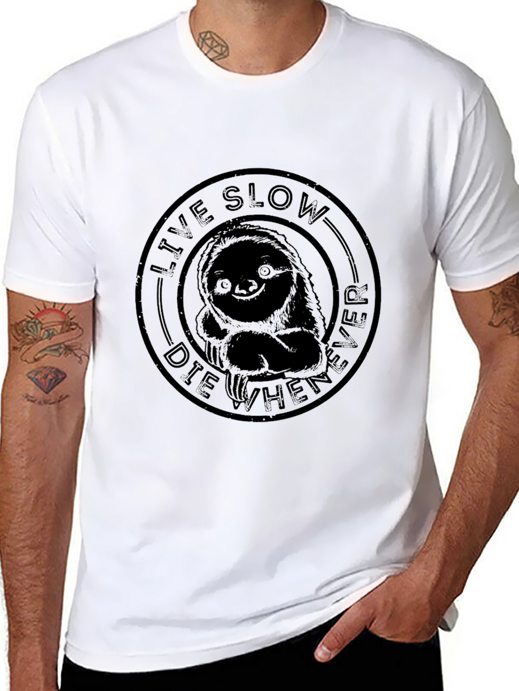 Live Slow Die Whenever Sloth Graphic T-Shirt