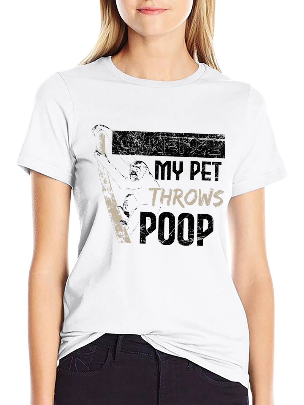 Careful My Pet Throws Poop Graphic T-Shirt