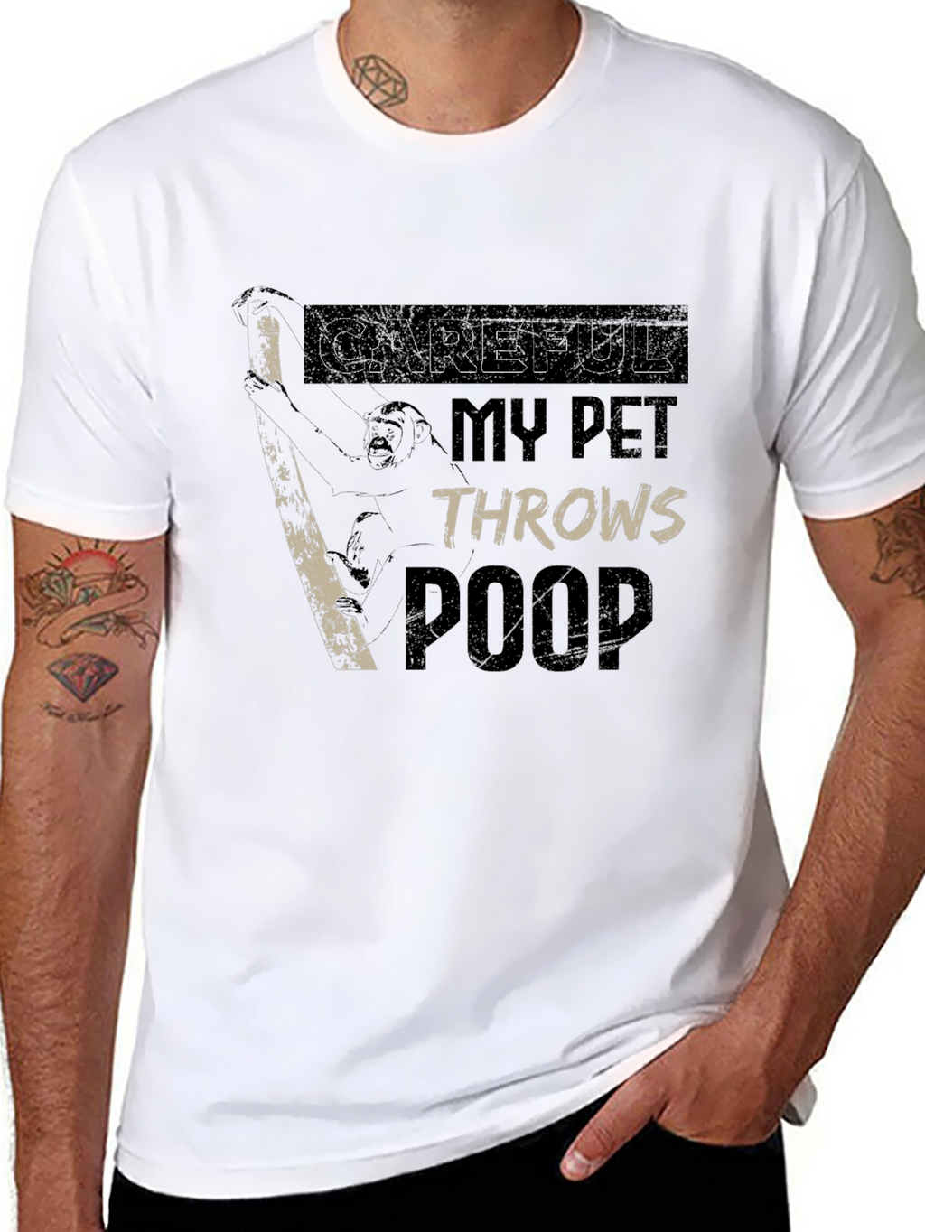 Careful My Pet Throws Poop Graphic T-Shirt