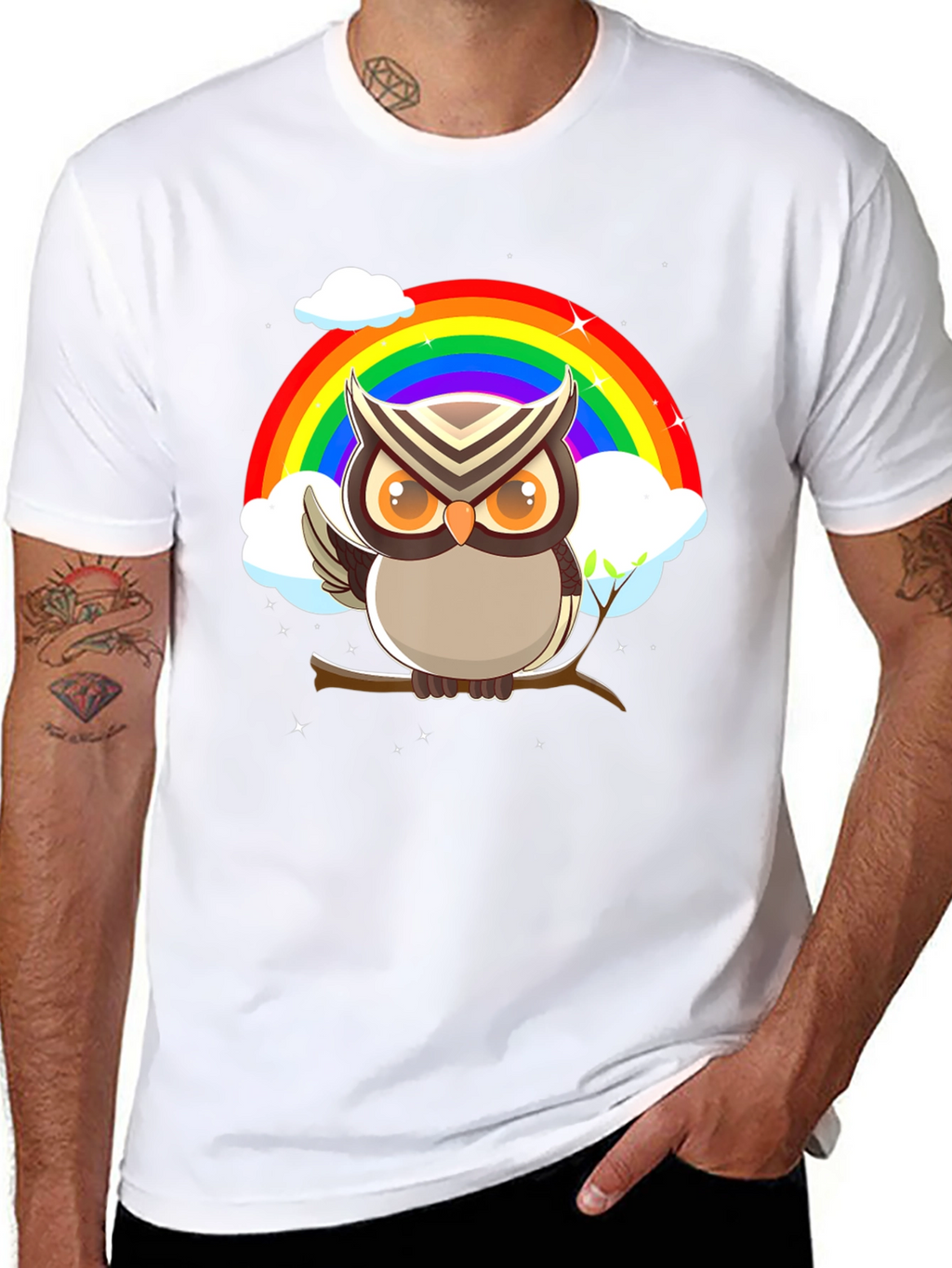 Owl Rainbow Graphic Tee - Stylish & Unique Design