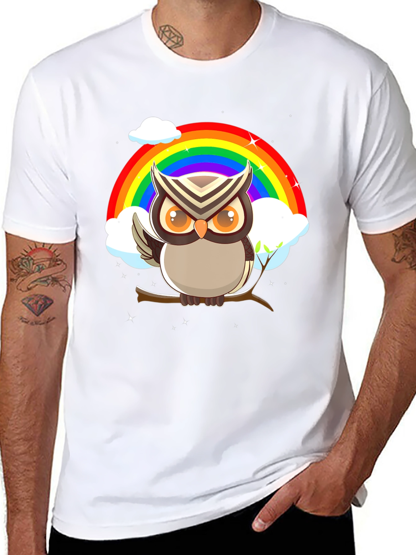 Owl Rainbow Graphic Tee - Stylish & Unique Design