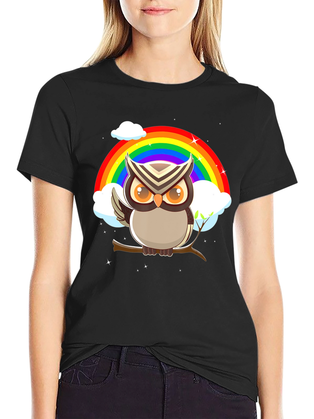 Owl Rainbow Graphic Tee - Stylish & Unique Design