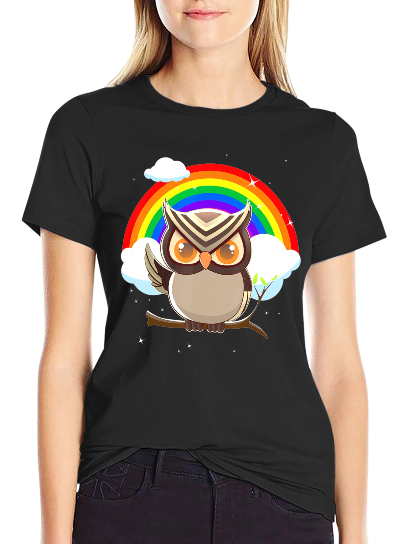 Owl Rainbow Graphic Tee - Stylish & Unique Design