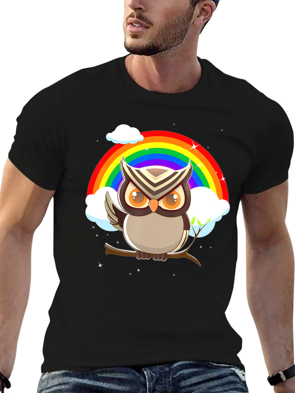 Owl Rainbow Graphic Tee - Stylish & Unique Design