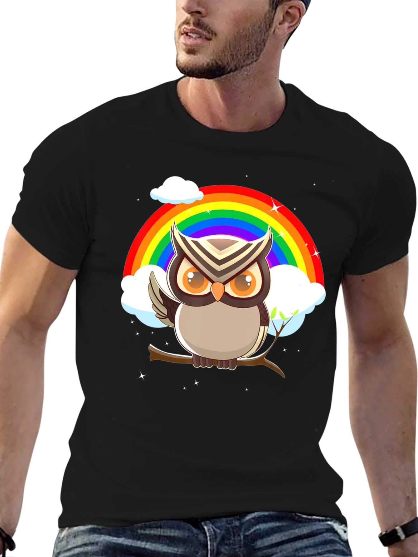 Owl Rainbow Graphic Tee - Stylish & Unique Design