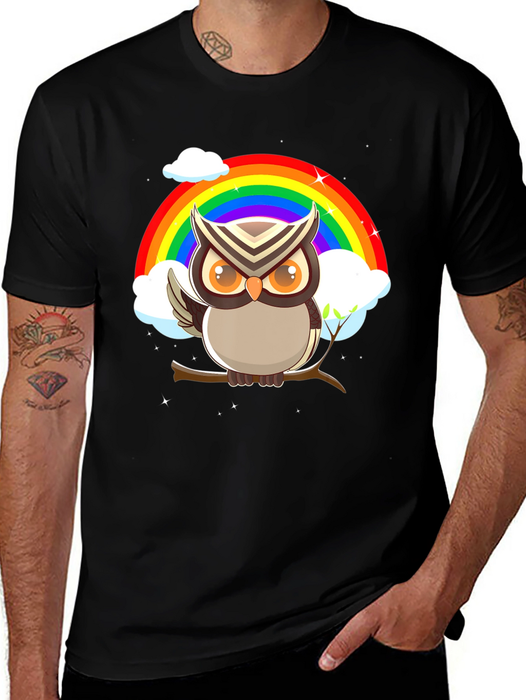Owl Rainbow Graphic Tee - Stylish & Unique Design