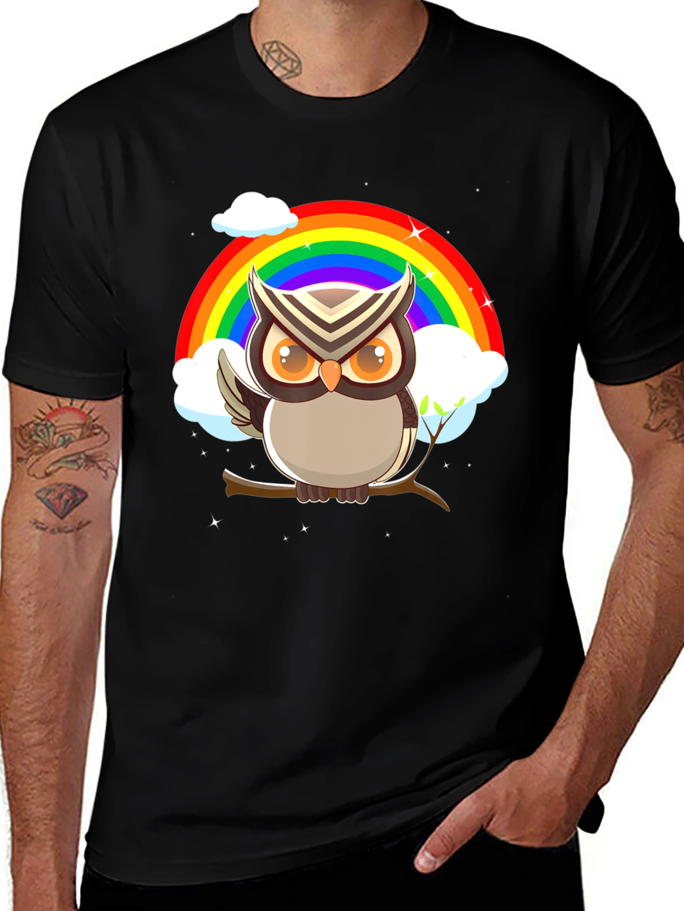 Owl Rainbow Graphic Tee - Stylish & Unique Design