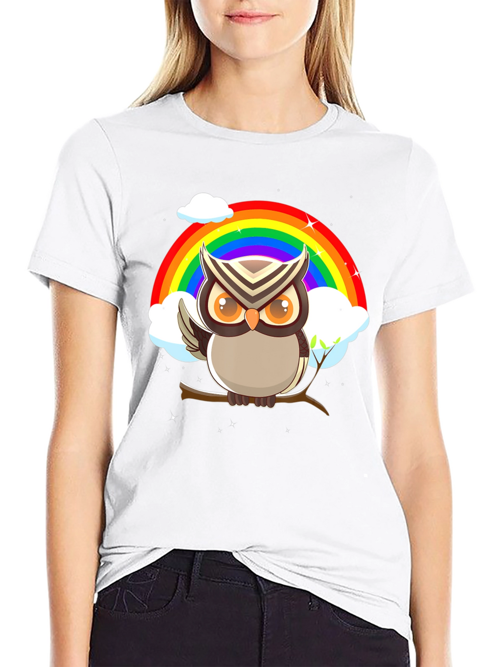 Owl Rainbow Graphic Tee - Stylish & Unique Design