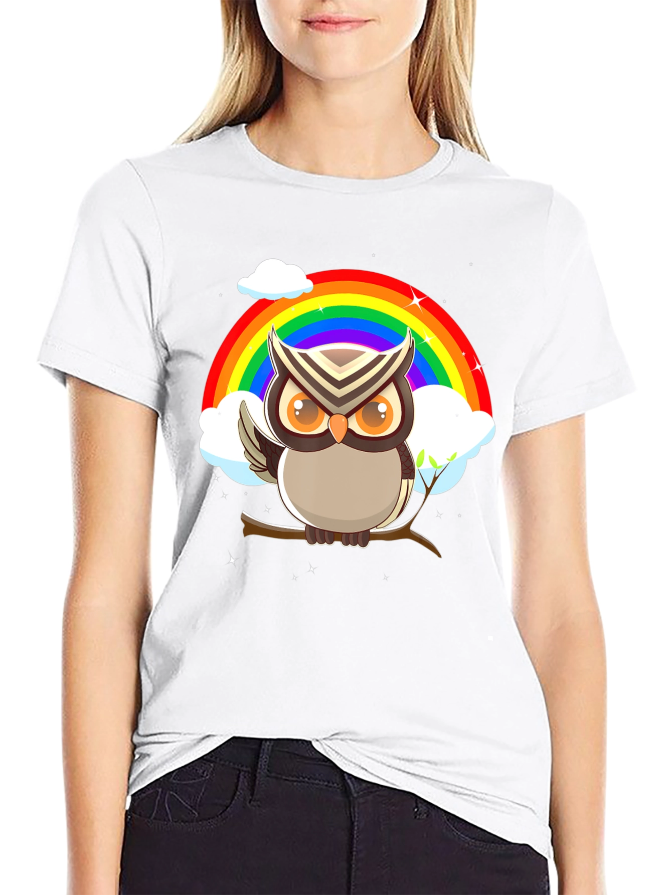 Owl Rainbow Graphic Tee - Stylish & Unique Design