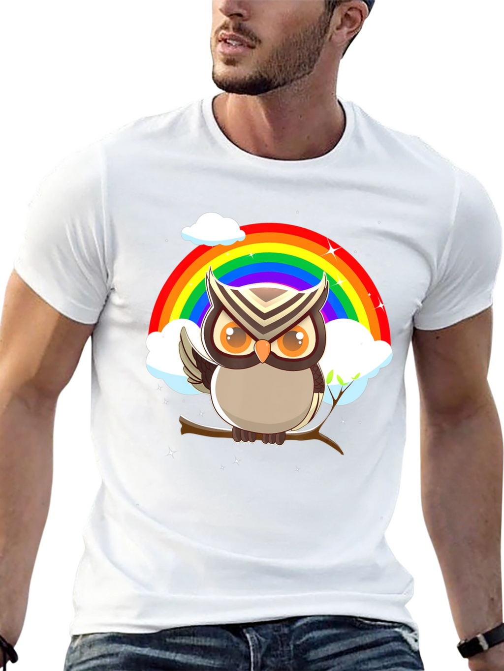 Owl Rainbow Graphic Tee - Stylish & Unique Design