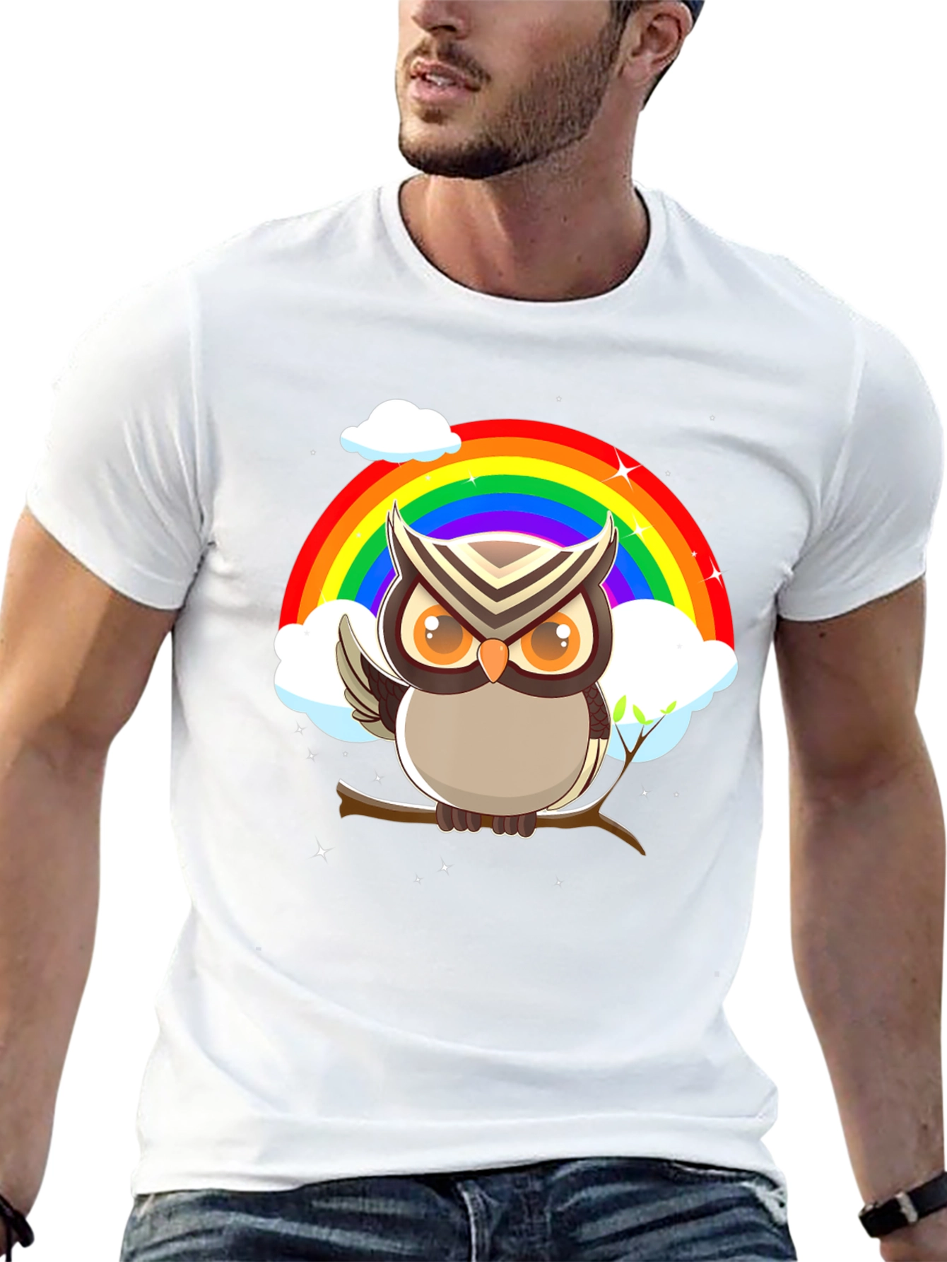 Owl Rainbow Graphic Tee - Stylish & Unique Design