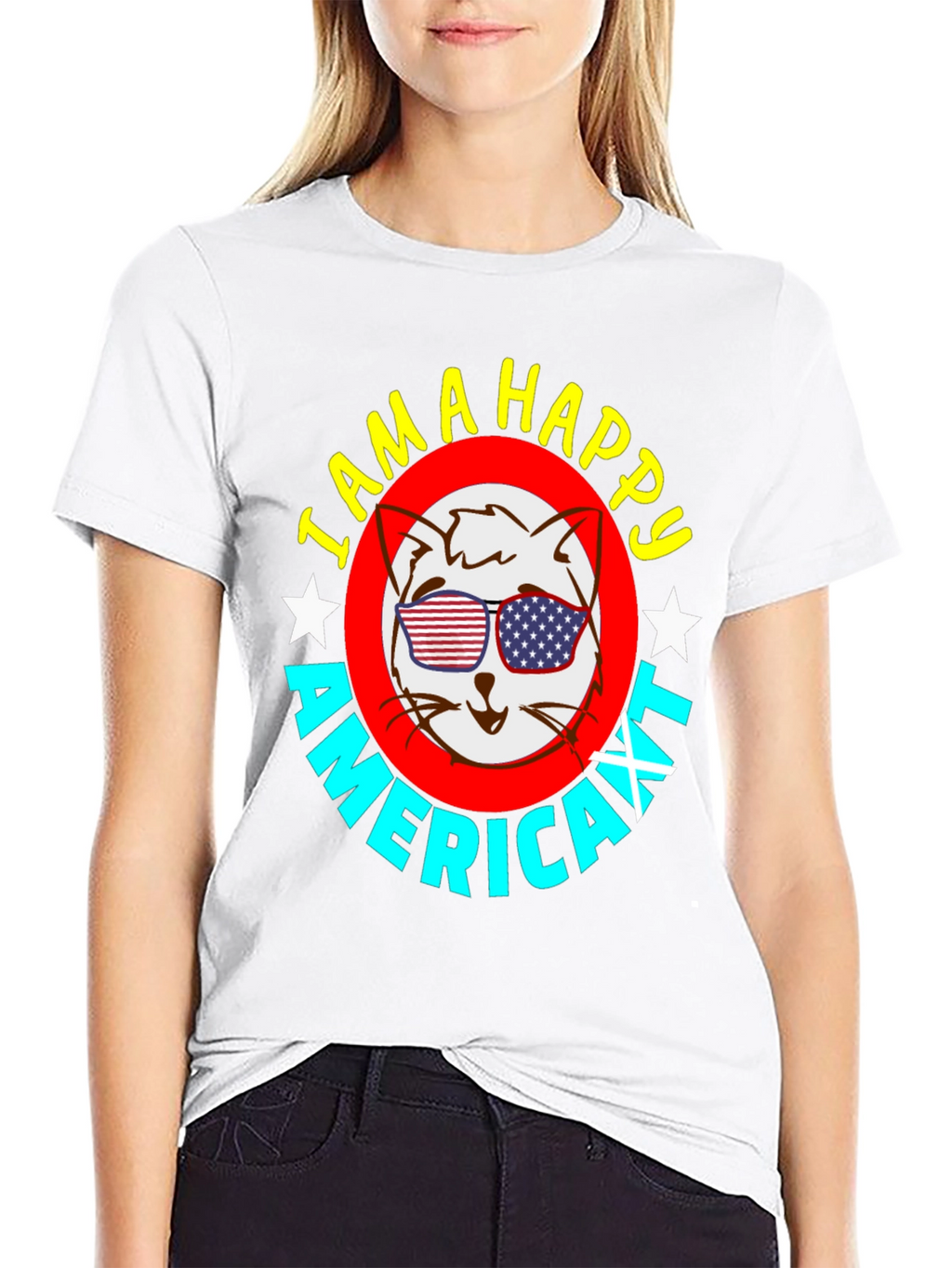 Happy American Cat T-Shirt