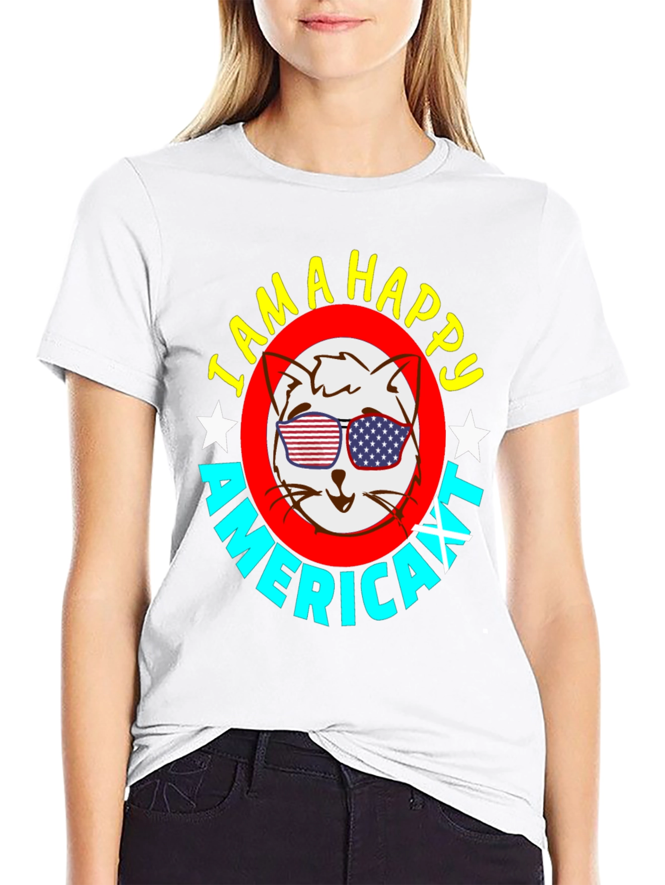 Happy American Cat T-Shirt