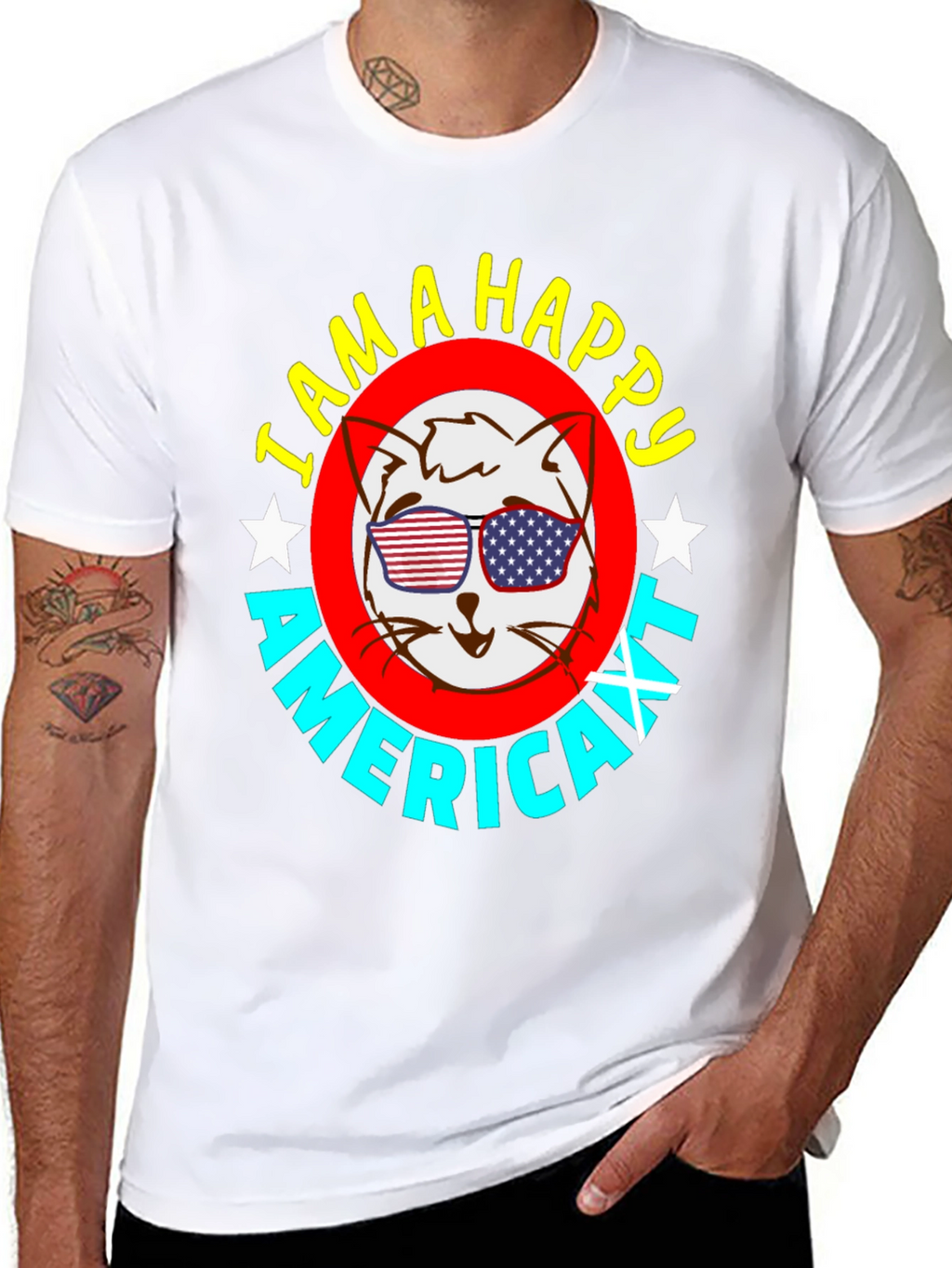 Happy American Cat T-Shirt