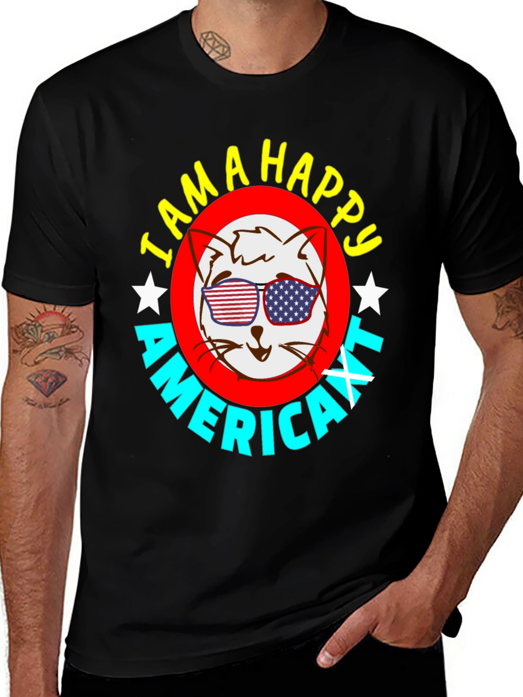Happy American Cat T-Shirt