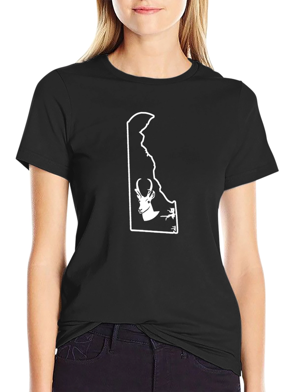 Delaware Deer Silhouette Black T-Shirt