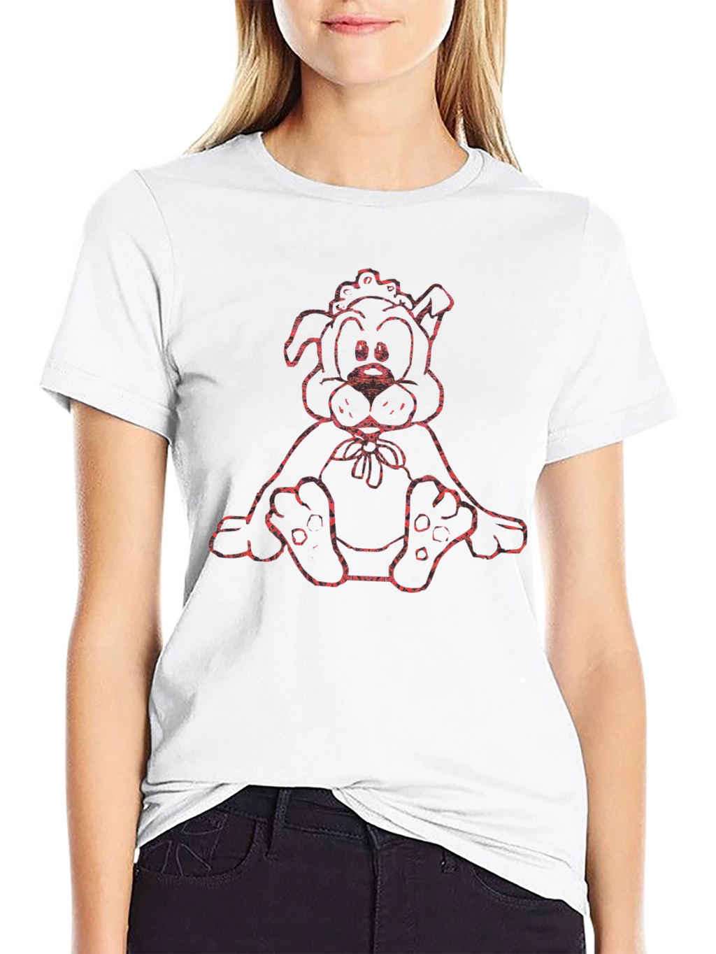 Cute Cartoon Dog Graphic T-Shirt - Black