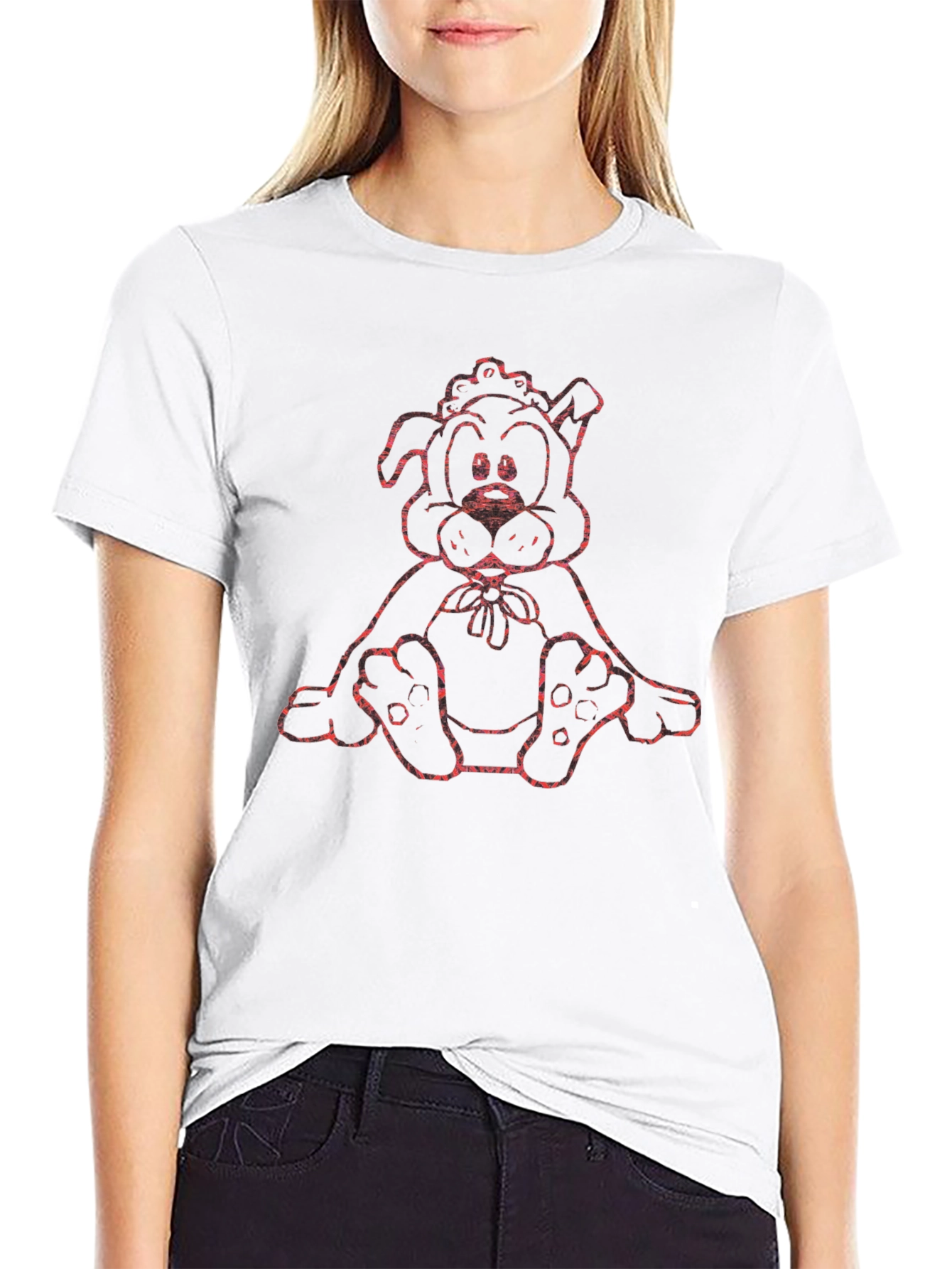 Cute Cartoon Dog Graphic T-Shirt - Black