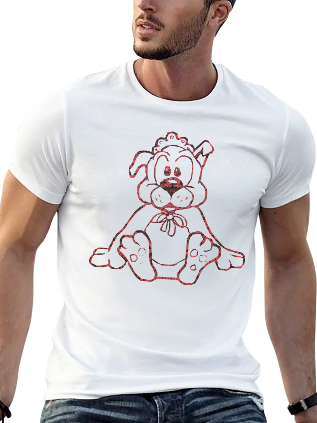 Cute Cartoon Dog Graphic T-Shirt - Black