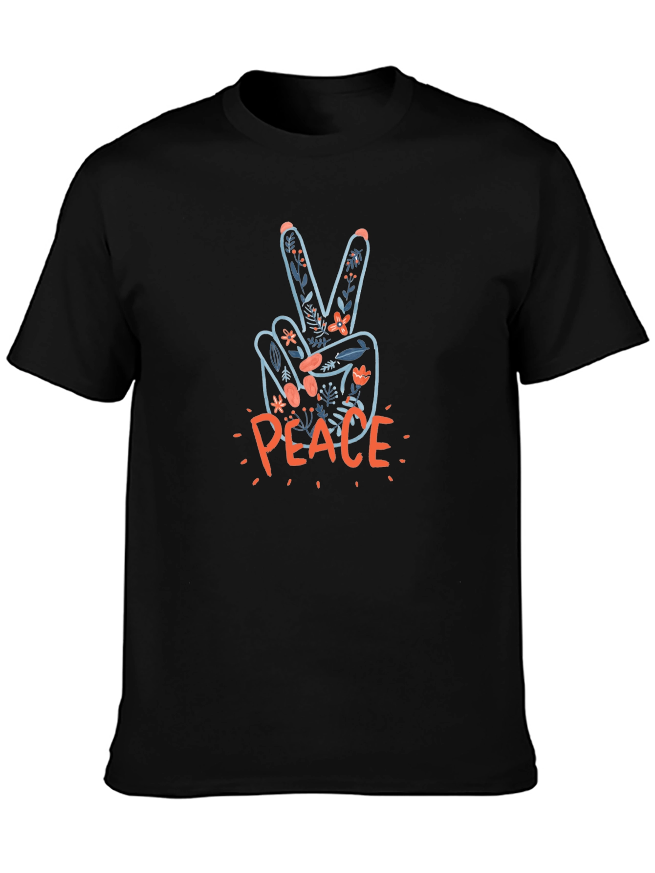 Peace Sign Graphic Tee - Floral Peace Hand Shirt