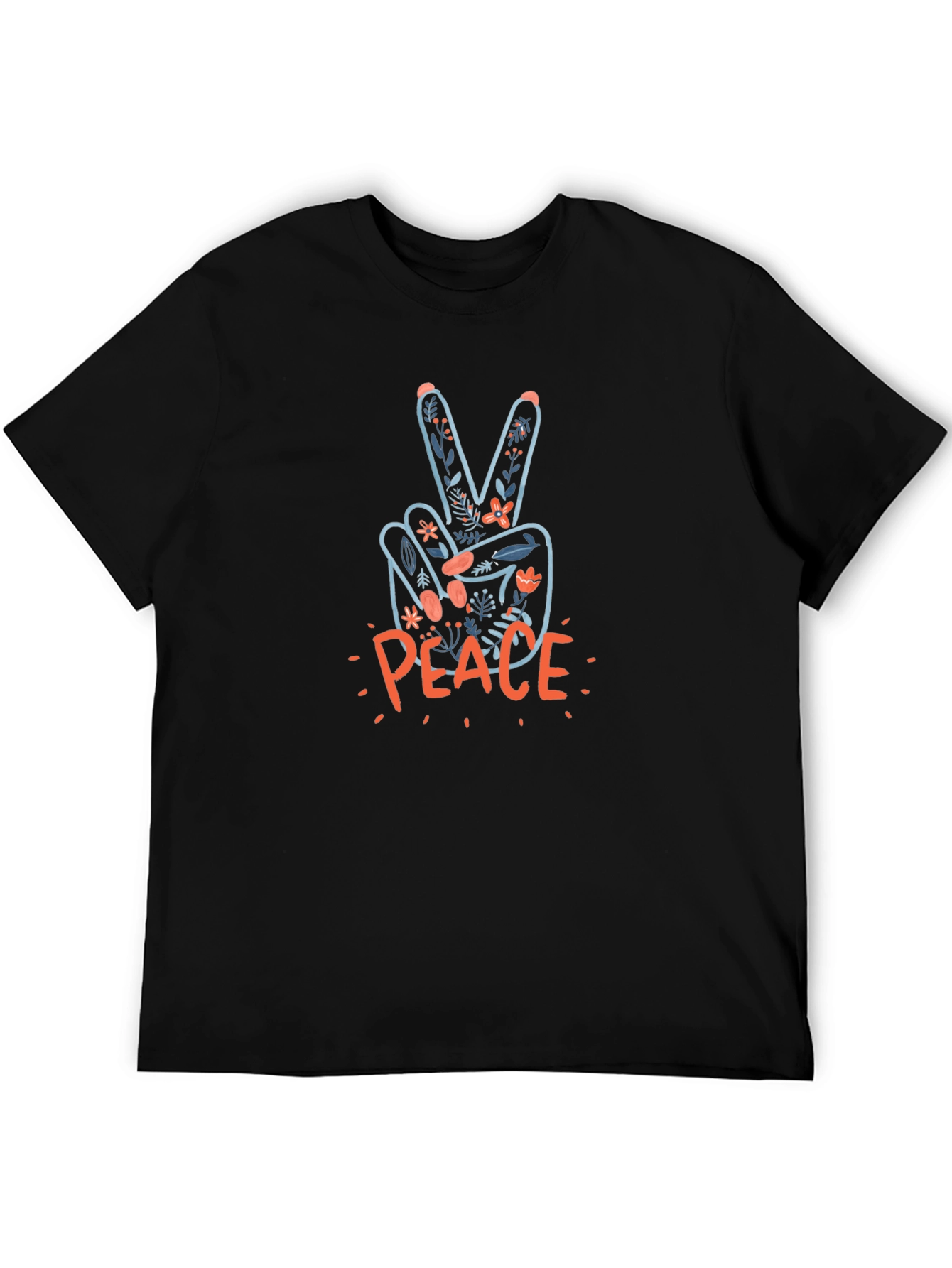 Peace Sign Graphic Tee - Floral Peace Hand Shirt