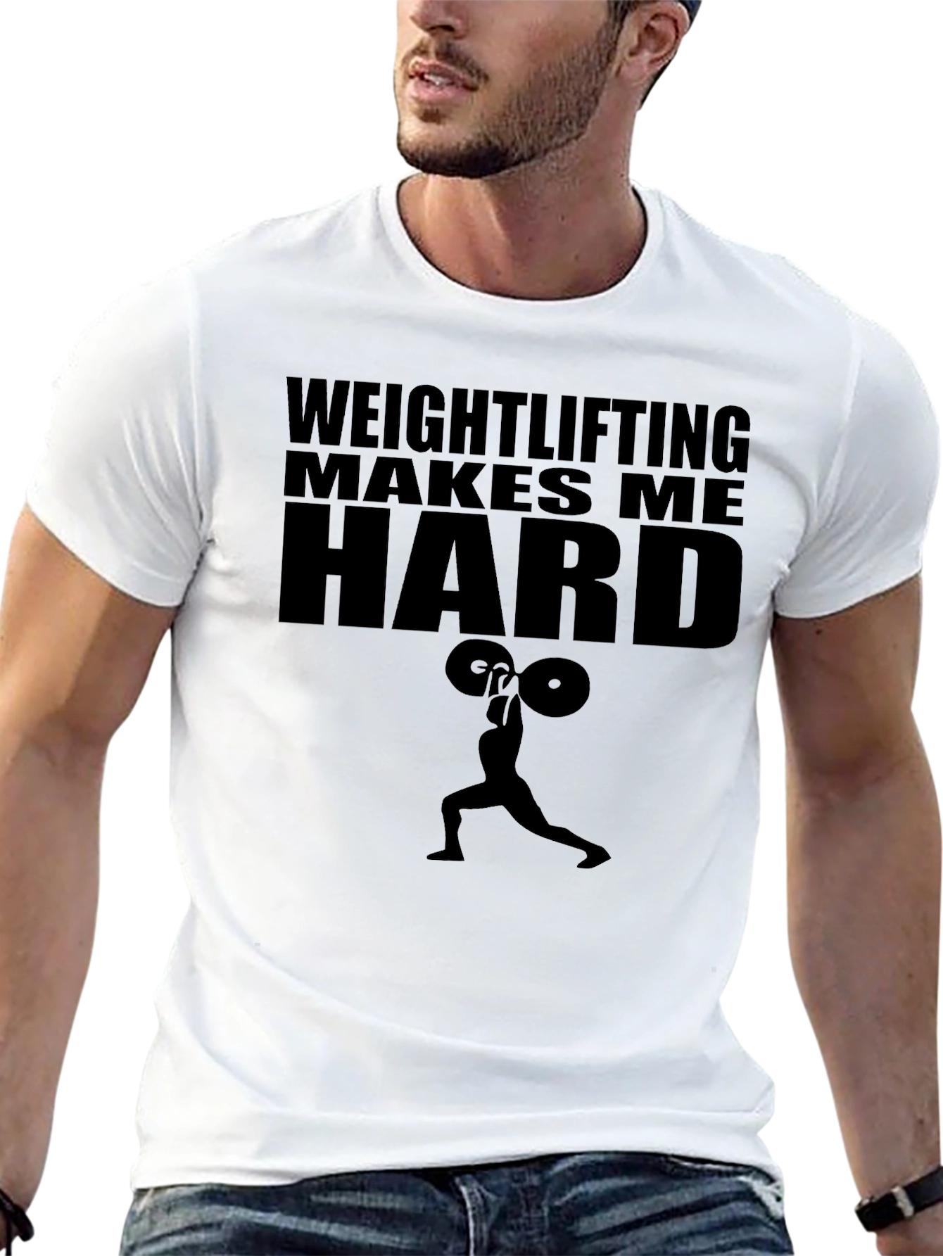 Weightlifting Makes Me Hard Mens Black T-Shirt