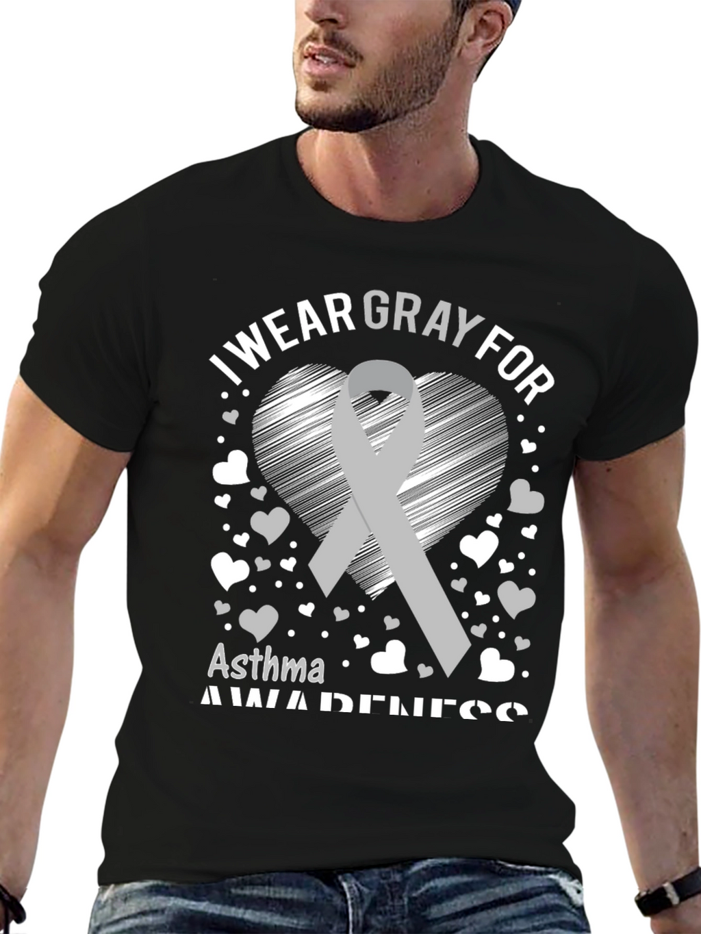 Gray Asthma Awareness T-Shirt
