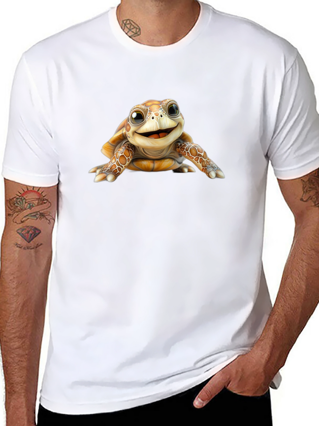 Cute Turtle Graphic Black T-Shirt