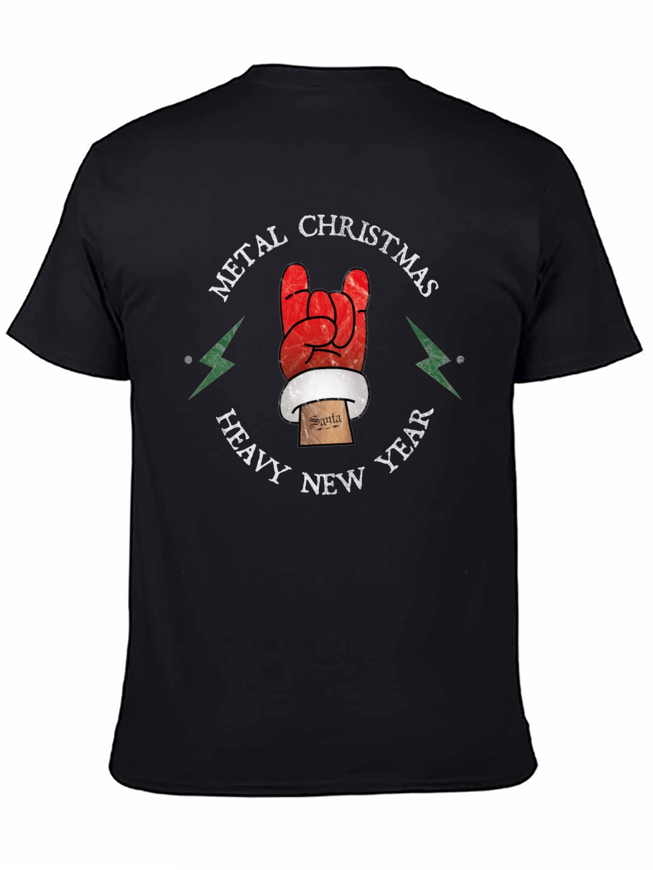 Metal Christmas Heavy New Year Rock Hand Santa T-Shirt