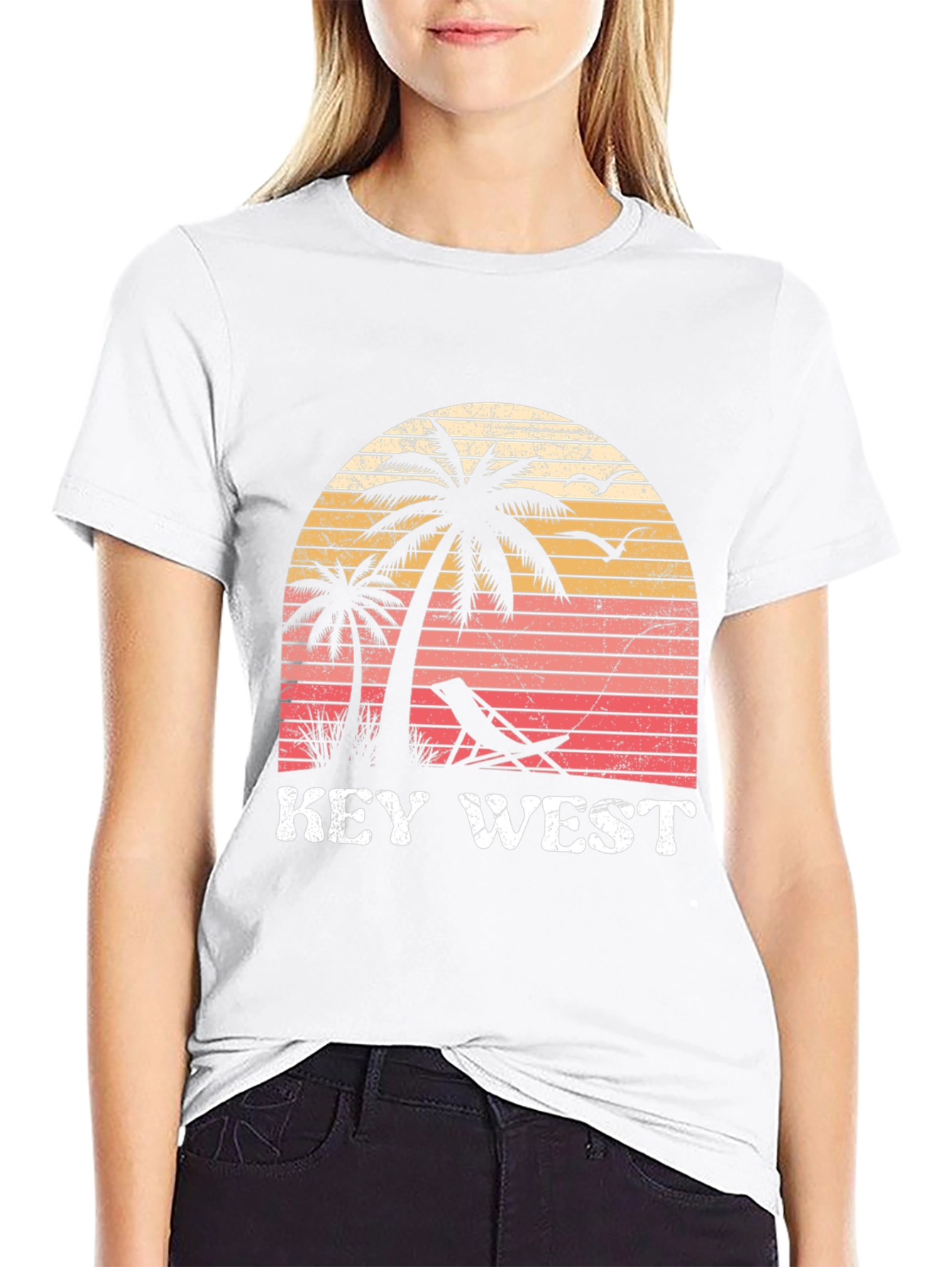 Key West Beach T-Shirt - Tropical Palm Sunset Tee