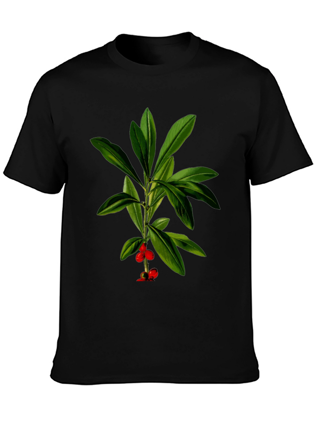 Botanical Berry Graphic Tee - Black Cotton Blend