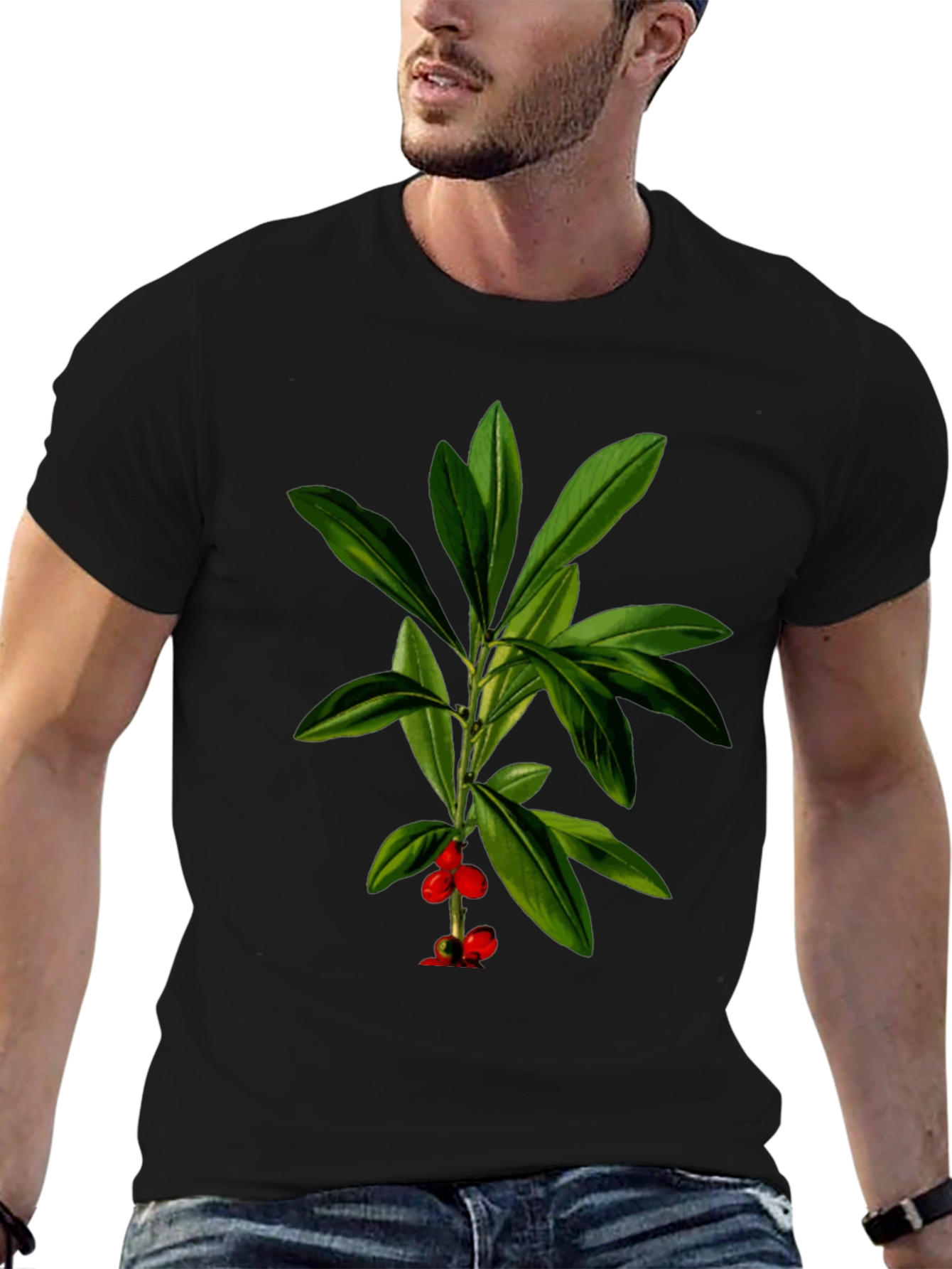 Botanical Berry Graphic Tee - Black Cotton Blend