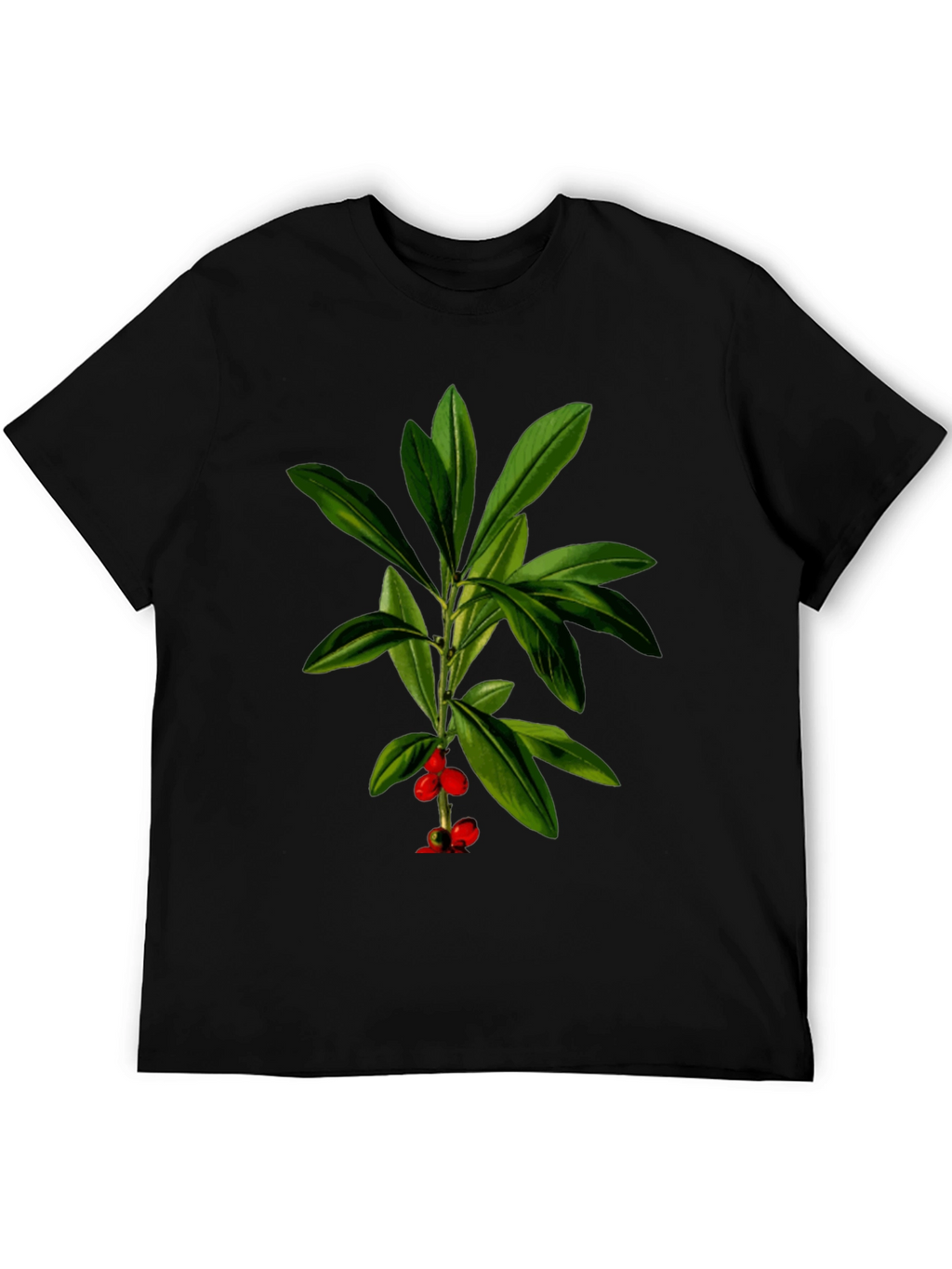 Botanical Berry Graphic Tee - Black Cotton Blend