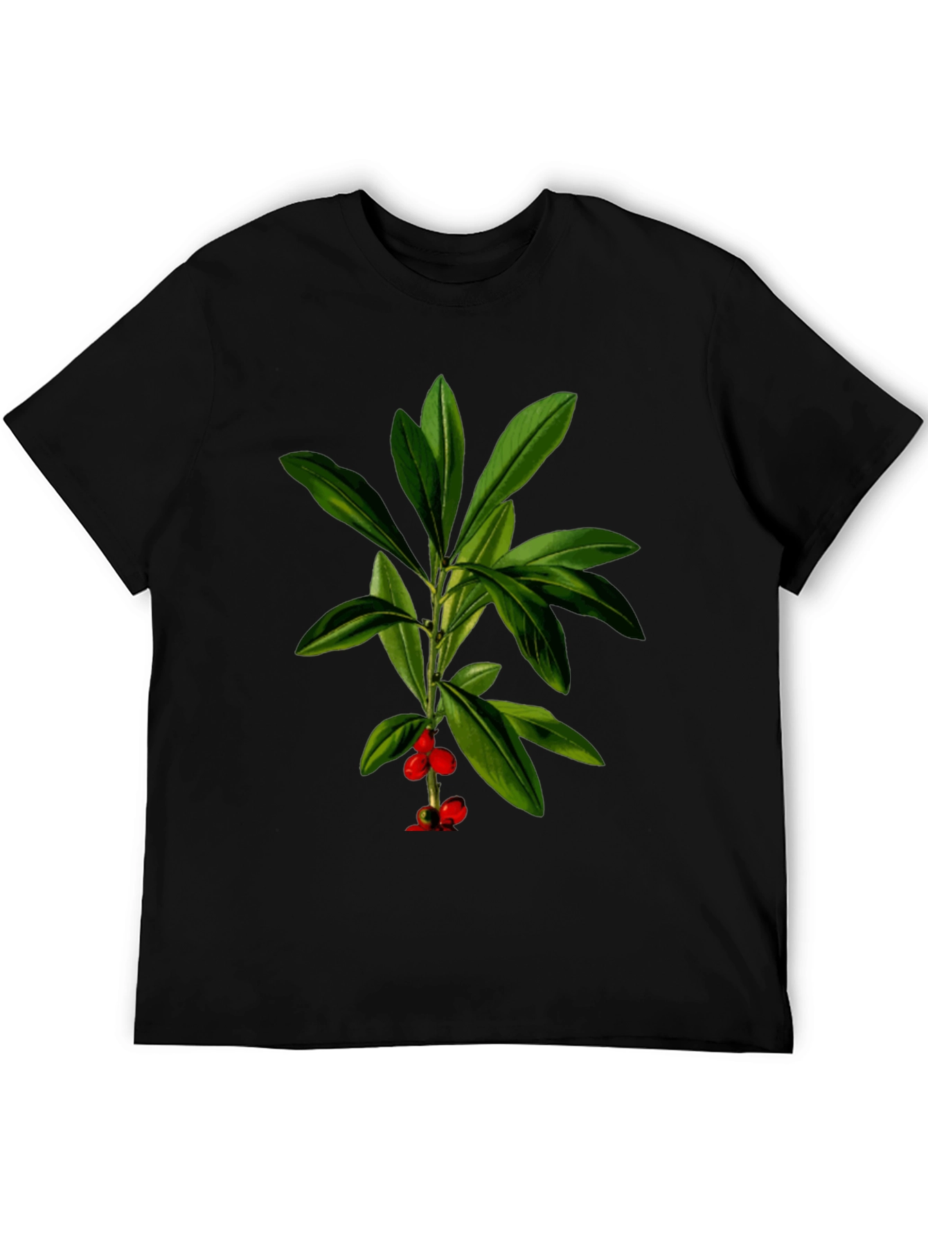 Botanical Berry Graphic Tee - Black Cotton Blend