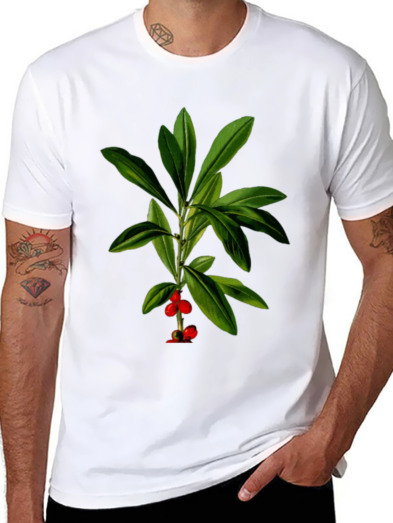 Botanical Berry Graphic Tee - Black Cotton Blend