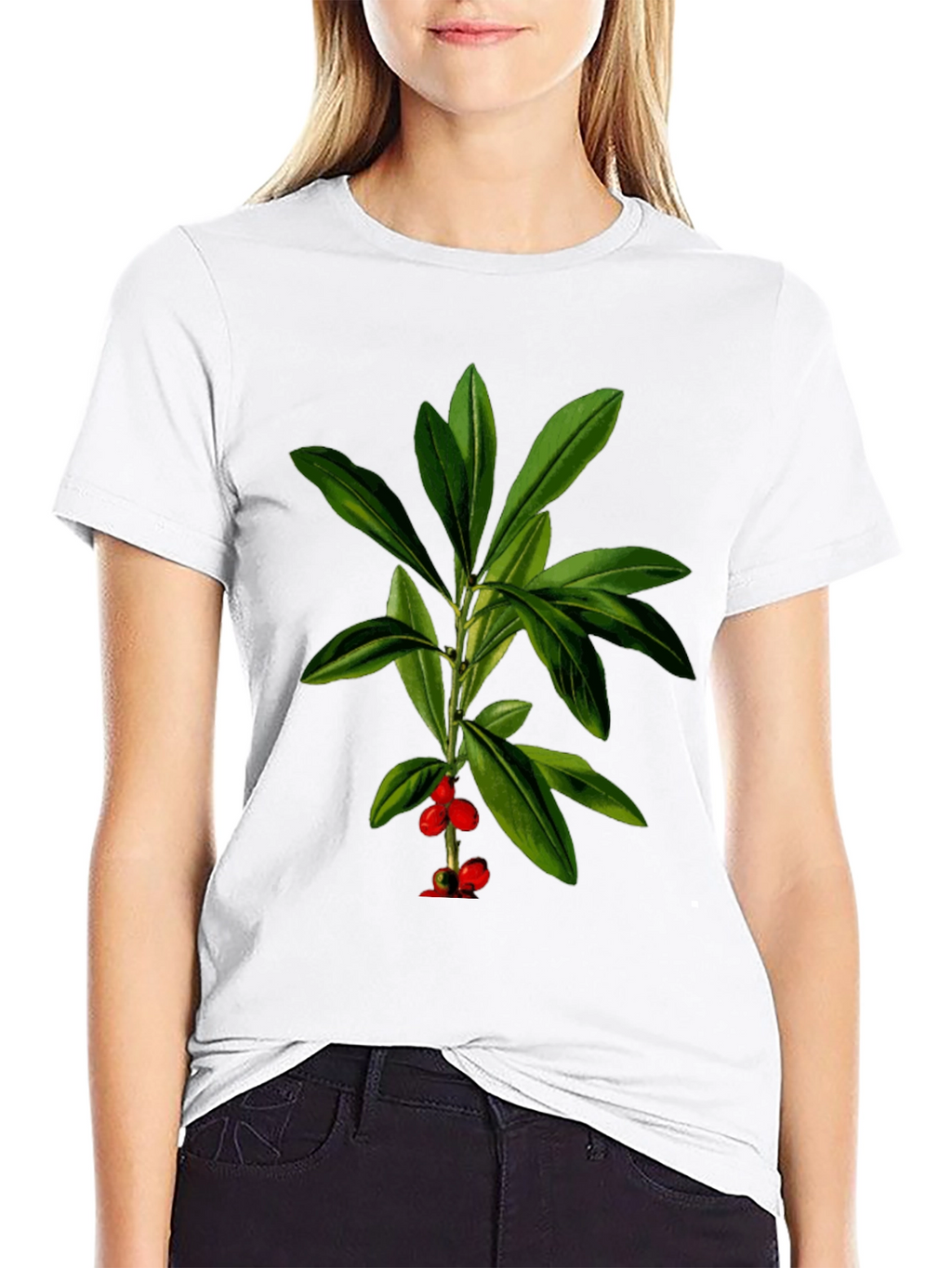 Botanical Berry Graphic Tee - Black Cotton Blend