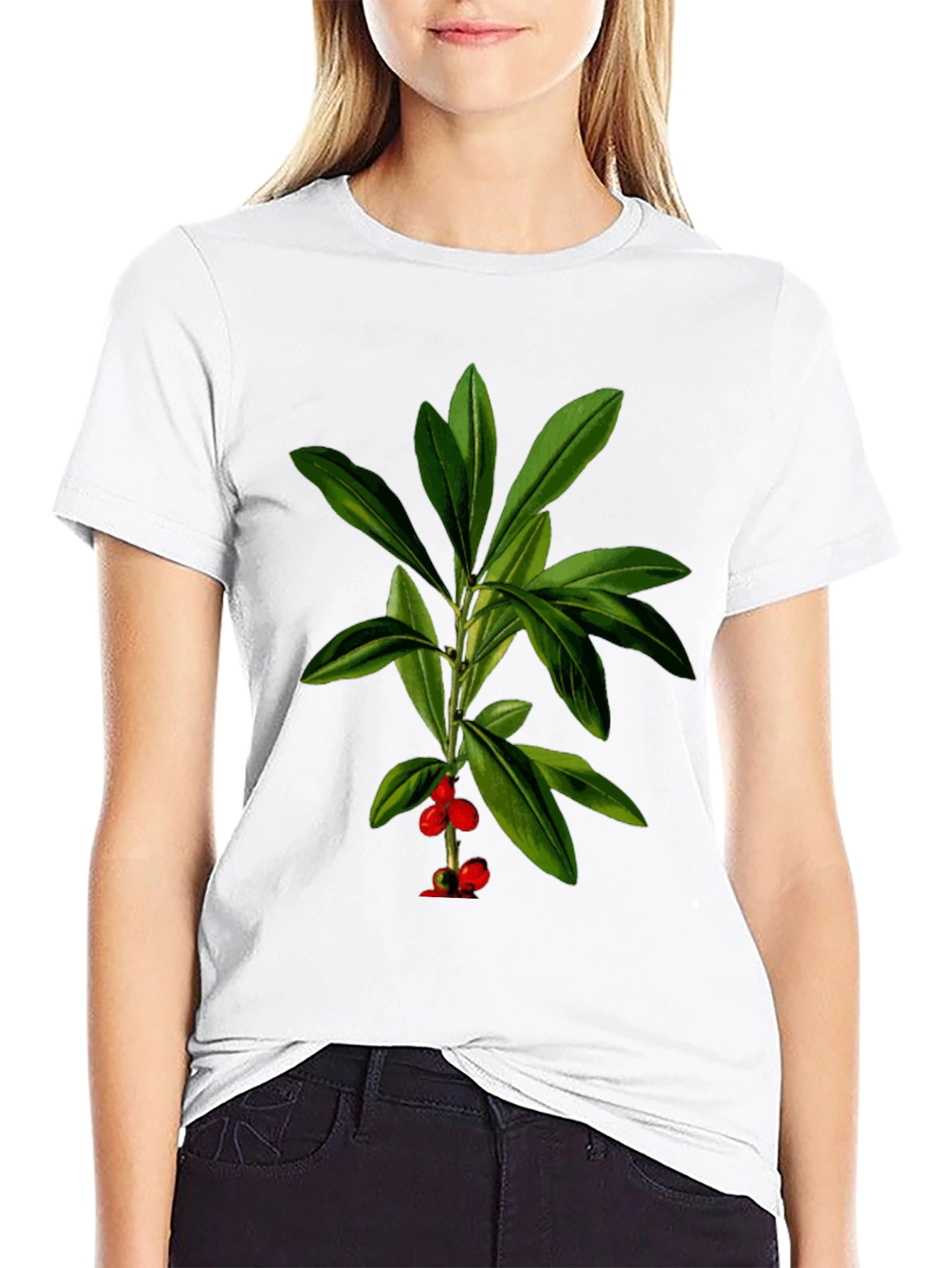 Botanical Berry Graphic Tee - Black Cotton Blend