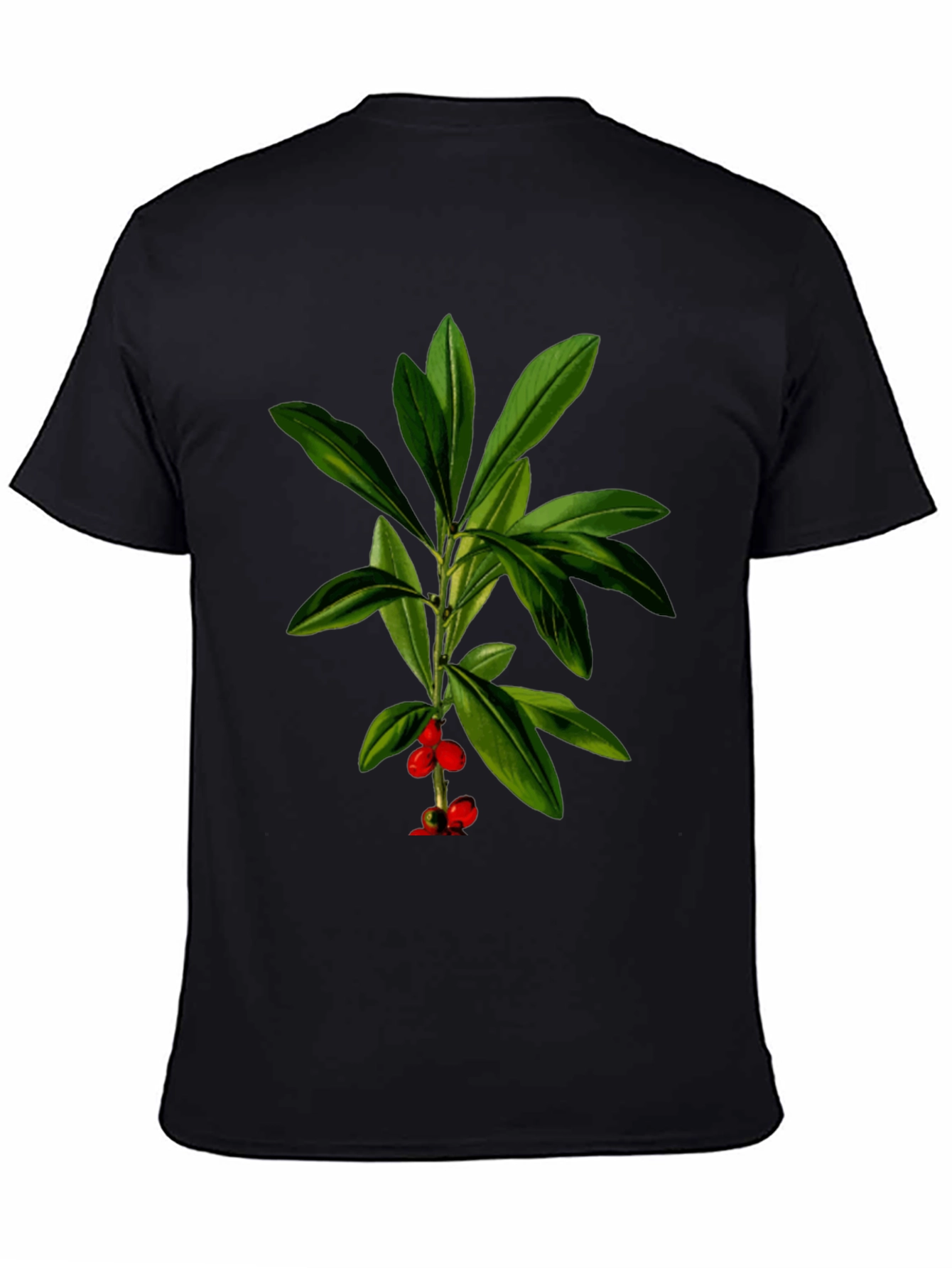 Botanical Berry Graphic Tee - Black Cotton Blend