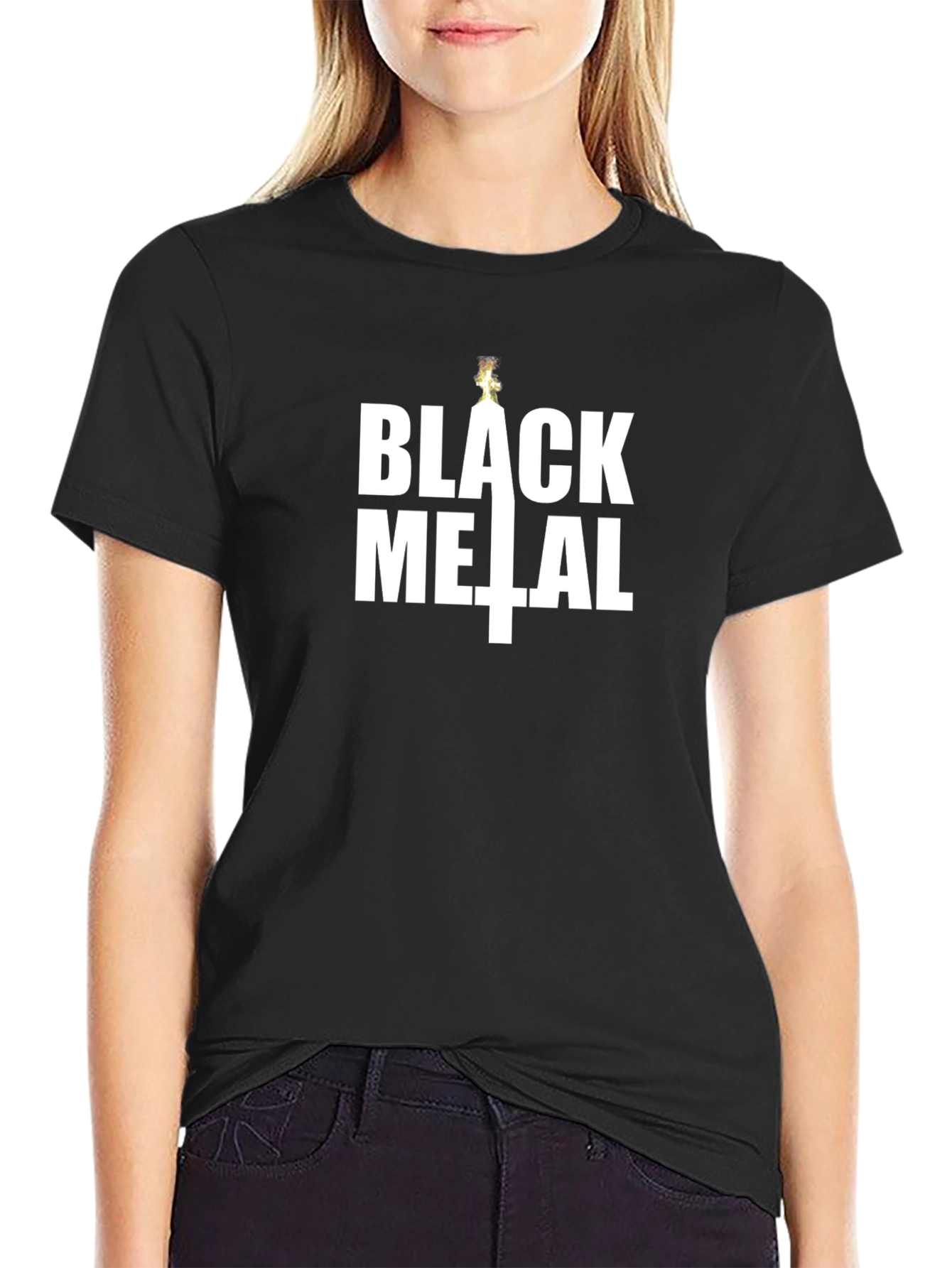 Black Metal Inverted Cross T-Shirt - Dark Humor Tee