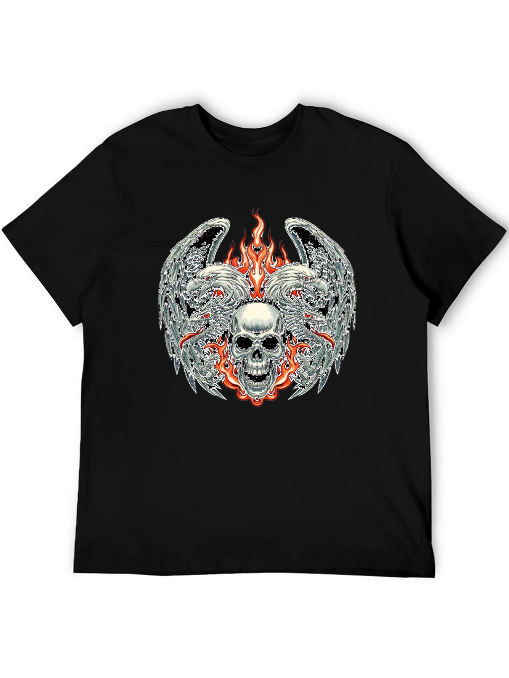 Skull & Eagle Wings Graphic Tee - Black