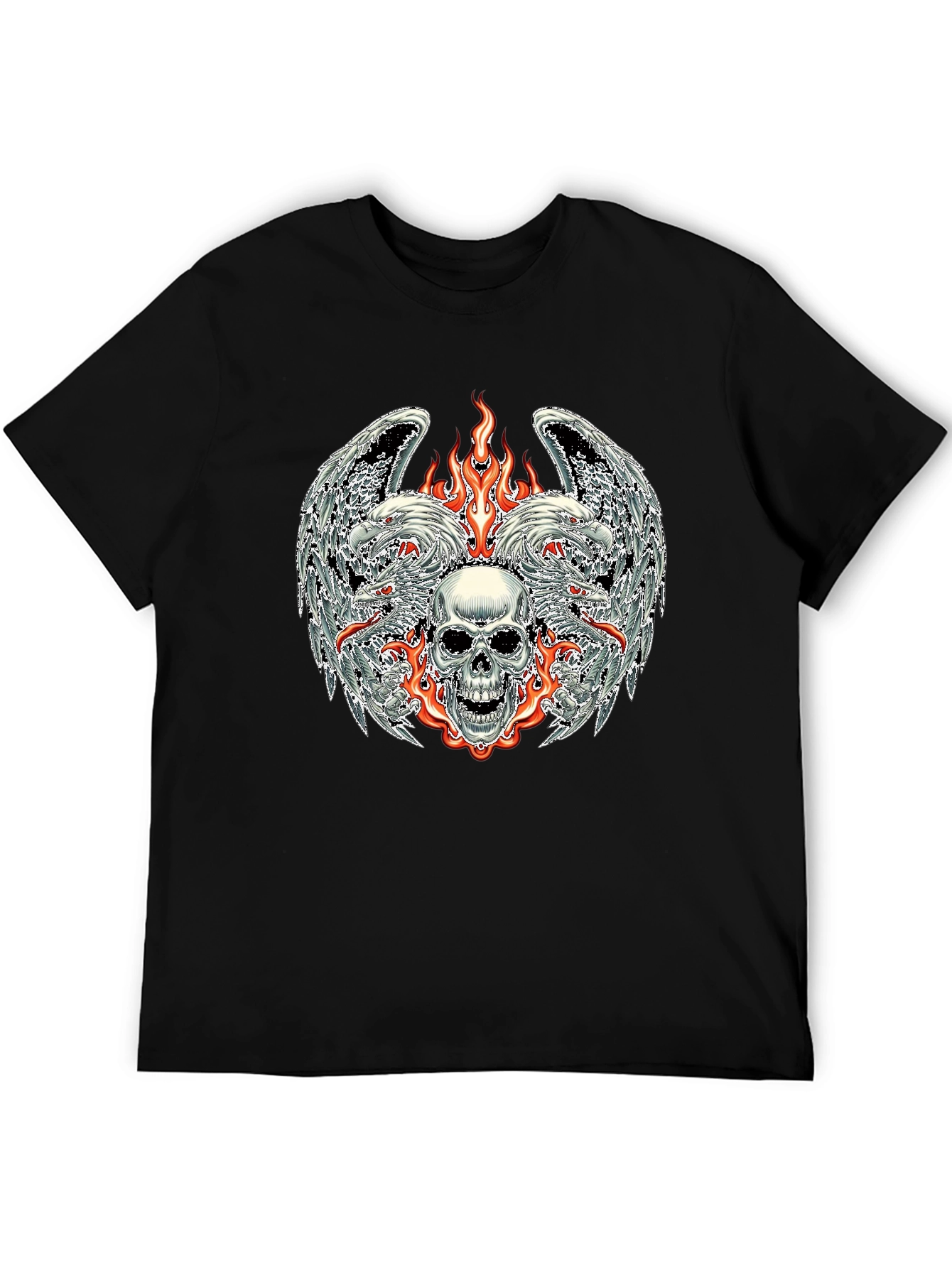 Skull & Eagle Wings Graphic Tee - Black