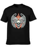 Skull & Eagle Wings Graphic Tee - Black