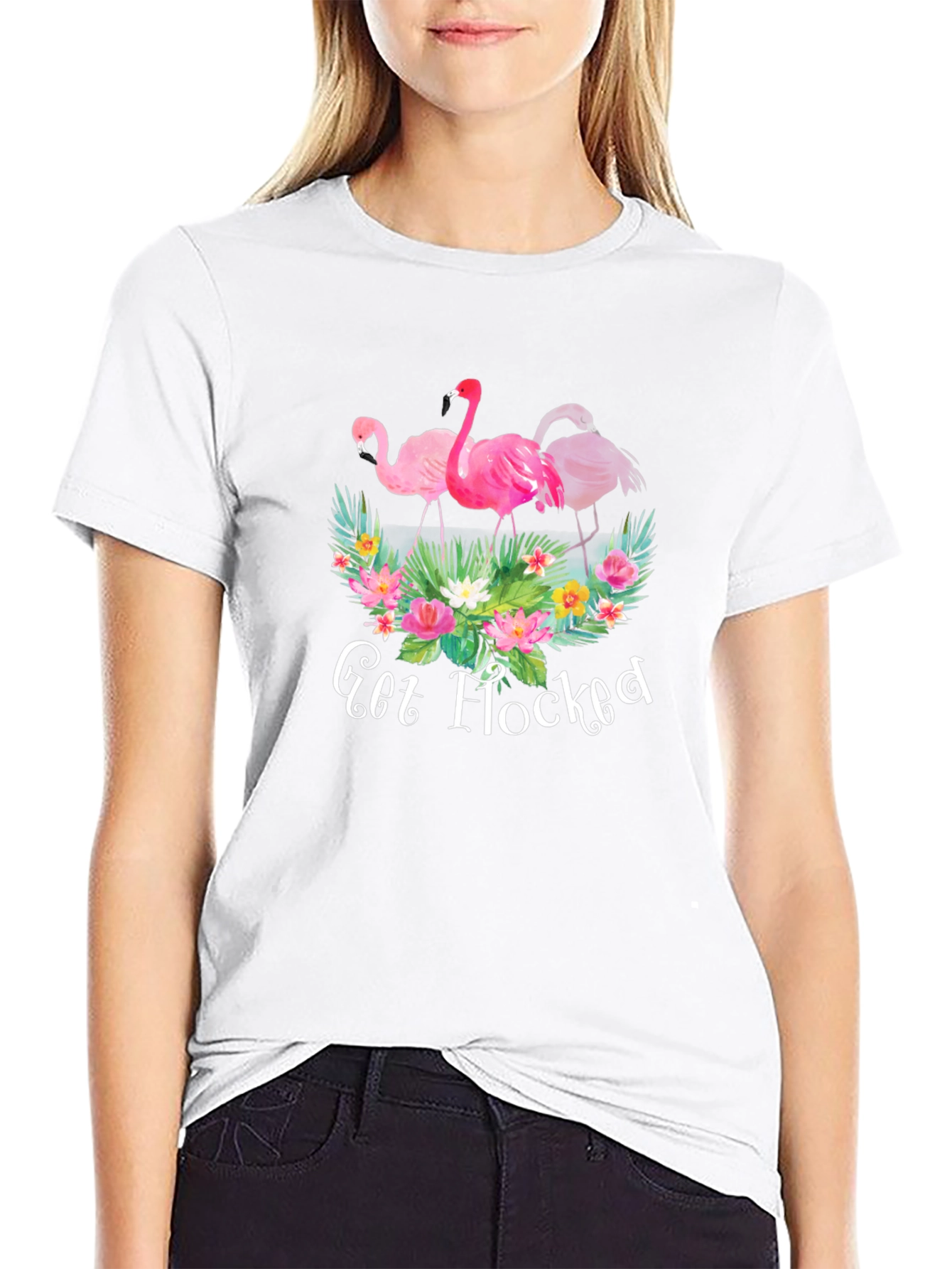 Get Flocked Flamingo Graphic T-Shirt